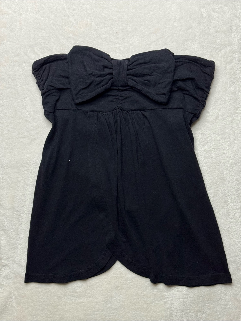 Hip Adventures by Kaya Black Bow-Front Tube Top M Smocked Peplum Babydoll Boho M